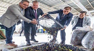 Sezonun ilk zeytinyağı Başkan Tugay’dan